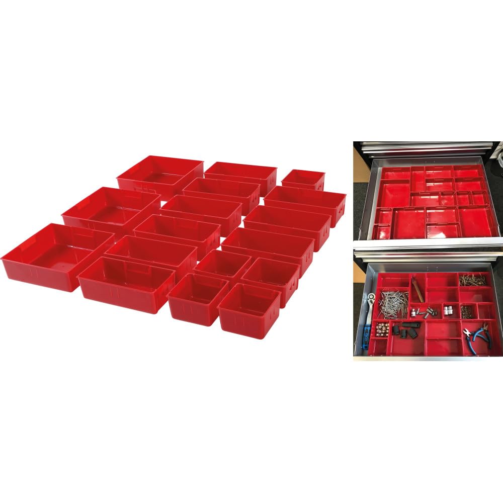 BGS 9550 | Plastic Strorage Trays | for Workshop Trolley | 17 pcs.