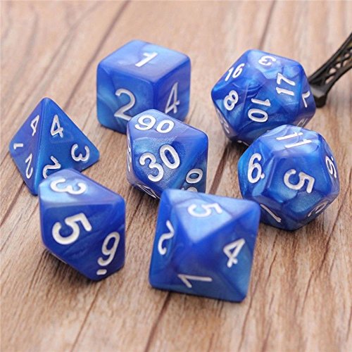 Bren SL 7Pcs Set TRPG Games Dragons &amp; Dungeons Opaque Multi Sides Dice D4-D20 6 Colors Blue