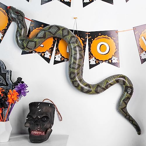 Shindel 6PCS Inflatable Snakes, Large Fake Snakes Blow Up Snake Pool Floats 39 Inch Snakes for Garden Pool Halloween Decoration Prank Toys