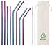 VEHHE Reusable Straws 8 Set Multi Color Stainless Steel Straws - Cleaning Brush for 20 Oz (Rainbow 8.5 inch + 10.5 inch)