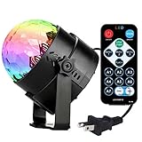 Led Party Lights Magic Disco Ball Strobe Light【Newest Generation】FSJEE Remote Control DJ Portable Lights 3W 7Colors Sound Activated Stage Lights for Kids Birthday Gift Stage Wedding Holiday Party