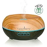 Ultrasonic aromatherapy diffuser 200 ml, Happydemy, + Gift, Essential Oil Diffuser Humidifier Cool Mist, best spa room Diffuser with 7 Colors & 4 Timer Settings