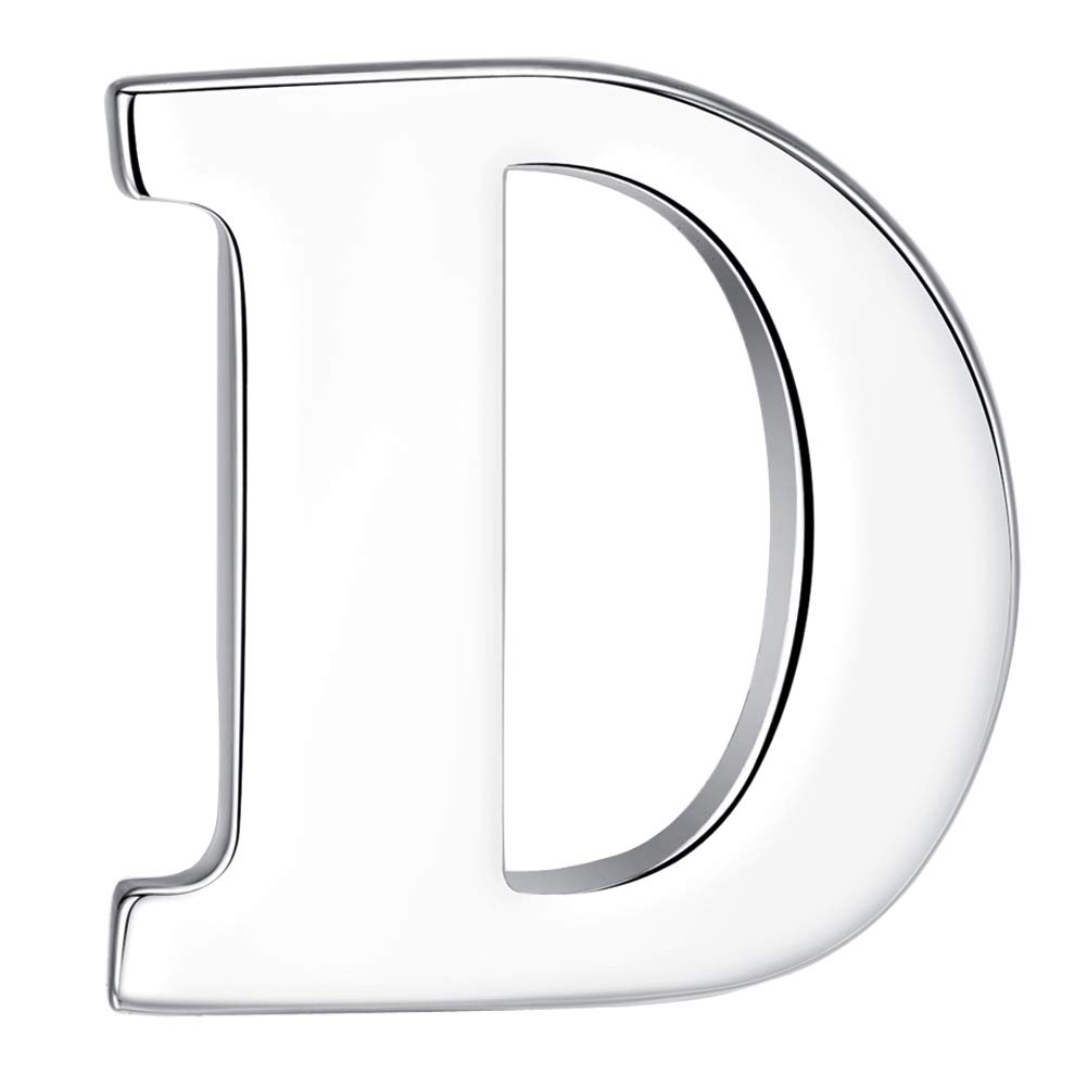 HONEY BEAR 1pc Alphabet Letters A to Z Collar Brooch Label Pins Badge for Mens' Suit/Women's Shirt for Business Gift,Silver D 0.94in