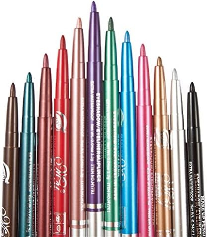 Meritina 12pcs Eyeliner Brush /Eye Shadow Brush/eyebrow Brush Makeup Brush Set (colorful)