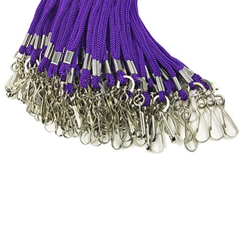 100pcs Purple Lanyard Bulk Clip Swivel Hook 20.5-inch Cotton Neck Woven Badge Lanyards with Clips Purple Lanyards for id Badges (Purple)