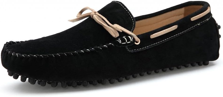 SUNROLAN 2018hei39 Men's Fashion Dress Casual Leather Flats Driving Moccasin Loafer Shoes Black US 7