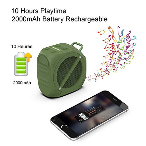 BYZ Bluetooth Speakers IPX7 Waterproof, Bluetooth 4.0 Portable Wireless Speaker with deep Bass Stereo Sound 10H Playtime for Home, Outdoors, Party, Travel Green