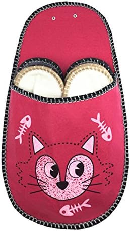 SLIPPERTREND Fleece Felt Close Toe Non Slip Indoor Family House Guest Slippers Set Red