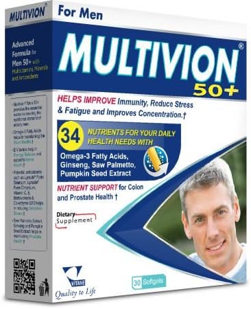 Multivitamin for Men 50+, MULTIVION 50+ Men, 34 Nutrients, 30 softgels, Halal Supplements