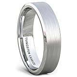 Duke Collections Mens Wedding Band 6mm Classic Brushed Tungsten Ring Beveled Edge Comfort Fit