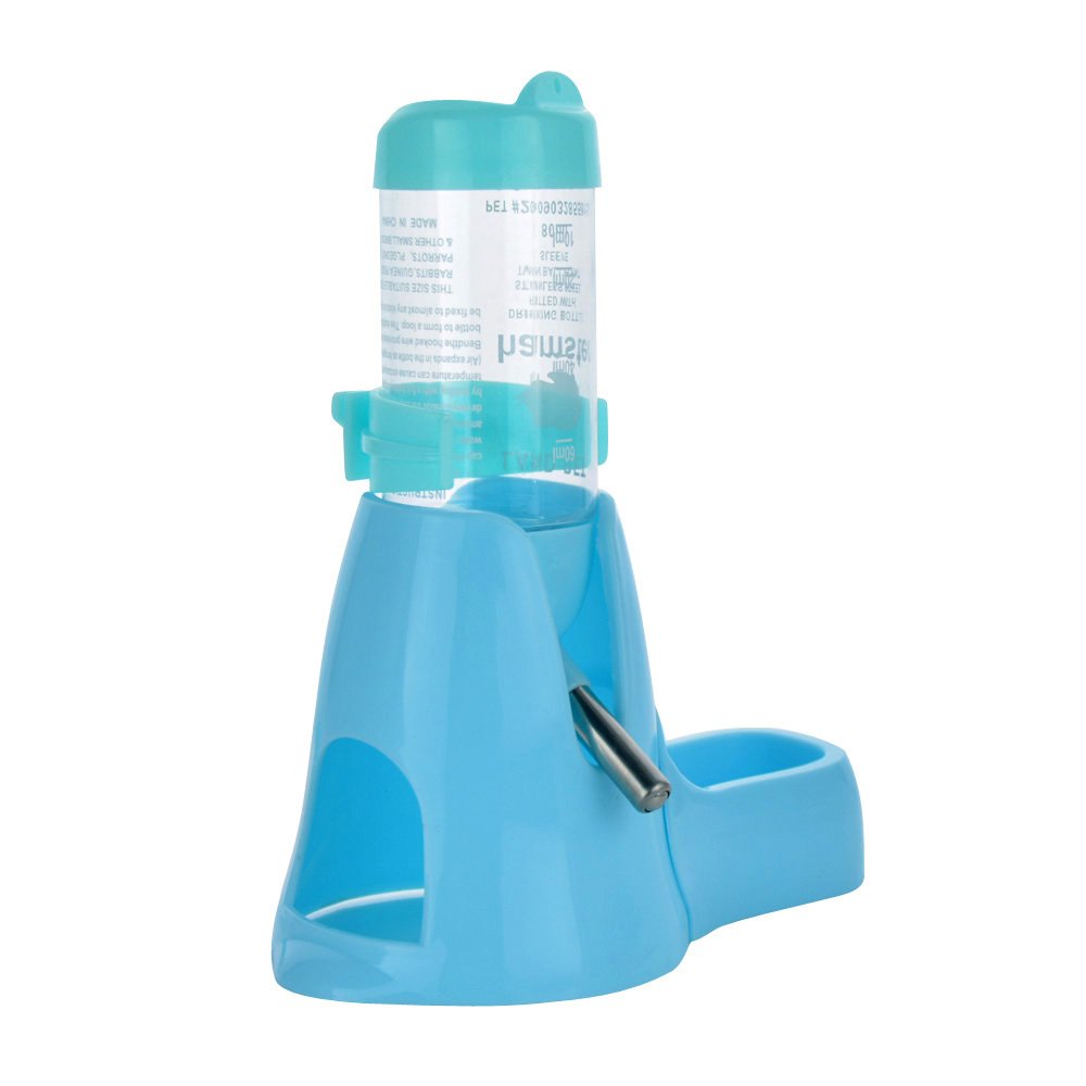 80ml Pet Water Bottle,Pet Drinking Bottle with Food Container Base Hut By Guardians for Hamsters Rats Guinea-pigs Ferrets Rabbits Small Animals Hanging Water Feeding Bottles Auto Dispenser (Blue)