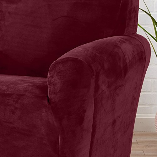 image for Great Bay Home Modern Velvet Plush Strapless Slipcover. Form Fit Stret