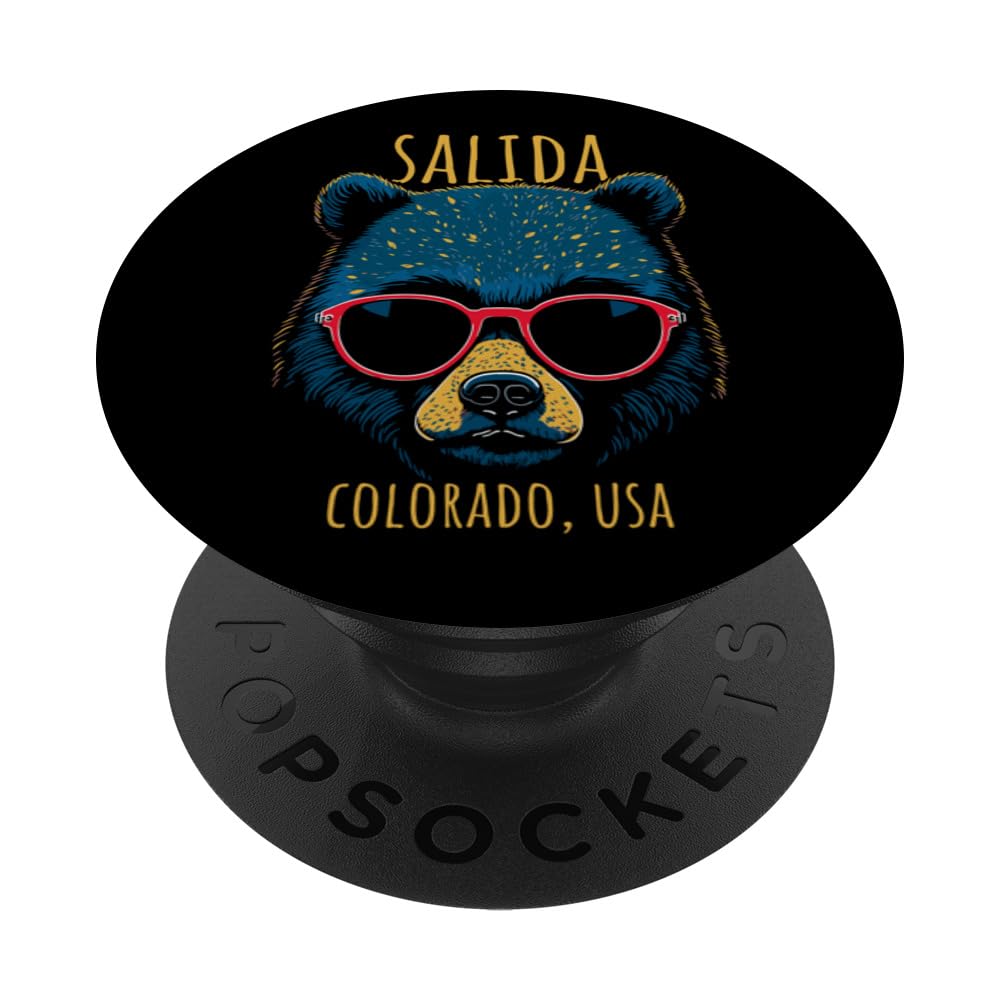 Salida Colorado USA Bear Wearing Sunglasses Design PopSockets Swappable PopGrip