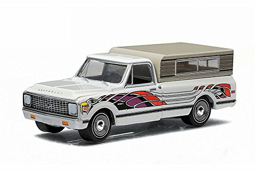 1972 Chevy C-10 "Eagle" Mod Bod w/ Camper, White - Greenlight 29810B - 1/64 Scale Diecast Model Toy Car