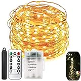 120 LEDs String Fairy Lights,6 Six-Ft Strands,20 Warm White LEDs per Strand,Flexible Copper Wire for Glowing Watering Can with Light,Waterproof,Battery Operated,8 Modes Remote Control with Timer