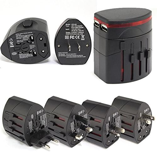 Travel Adapter,Universal Travel Plug With Dual USB Ports, All in one Safety Travel Wall Charger &amp; Converter,UK,US,EU,AU&amp;Asia