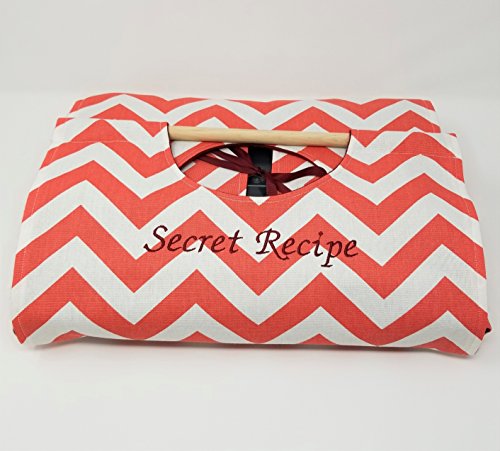 Secret Recipe Coral Chevron 9x13 Dish Tote, Handcrafted in America, Old-Fashioned Casserole Carrier