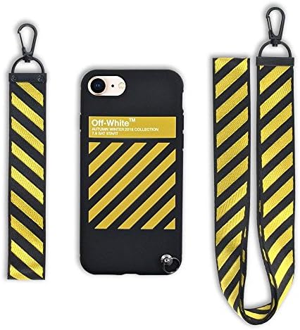 NYC Design x Street Fashion - Slim Flexible TPU Durable Protective Case with Designer Lanyard for iPhone 7+ & 8+ (Black & Yellow)