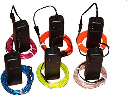 TDLTEK Neon Light El Wire [2.3mm in Diameter, 9ft In Length Total 54ft] With Battery Pack For Party, Halloween, Burning Man Decoration (6 Pack)