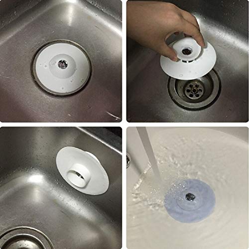 Sink Strainer 2 Pack,Plainmarsh Hair Catcher Drain Stopper Silicone Bathtub Drain Cover 2 in 1 Stop and Filter for Bathroom or Kitchen Wide Rim 4" Diameter