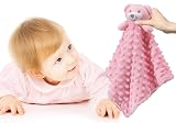 CREVENT Soft Plush Animal Face Security Blanket Pink Bear with Tag view 4