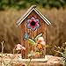 Topadorn Wooden Birdhouse Carved Floral Bird House for Outdoor Yard Garden Porch Patio Country Decor,Brown Hanging Bird House