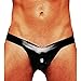 EXLATEX Men's Latex Rubber Sexy G-String with Bulge Pouch Thong Bottoms Underwear (Large, Black)