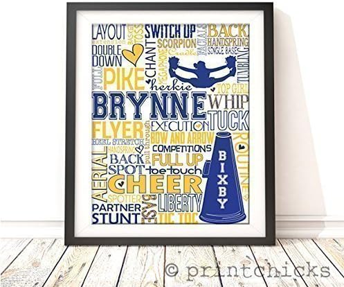 PrintChicks - Cheerleading Personalized Typography Print - Cheer Art Poster Decor for Girl's Room Cheerleader Gift SHIPS 1-2 DAYS ARRIVES BEFORE CHRISTMAS!