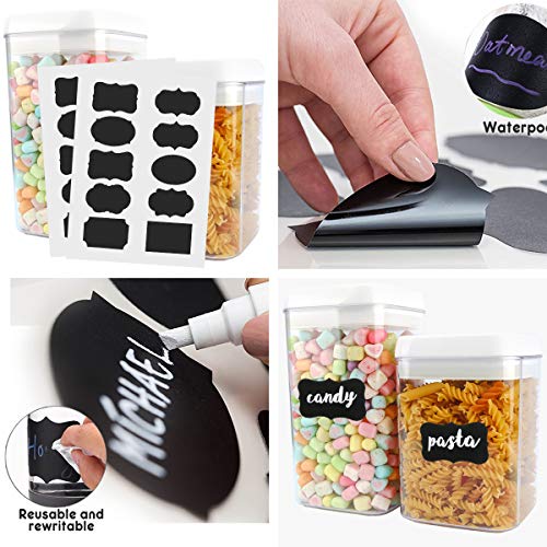 Cereal Container, VERONES 6 Piece Large Airtight Storage Containers Perfect For Flour Container Cereal Keeper (3 Large Size 20 pcs Chalkboard Labels Total 10L)