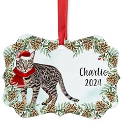 Fawn Spotted Tabby Savannah Cat Christmas Ornament