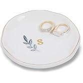 Personalized Ceramic Ring Dish, Initial Jewelry Tray for Rings, Earrings, Necklaces & Bracelets, Gift for Engagements, Birthdays, Holidays, Mom, Sister, Bridesmaid, Bride-to-Be, 4" Ring Plate