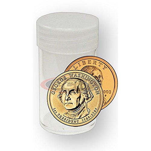 COIN STORAGE TUBES, round plastic w/ screw on tops for S.B.A. / PRESIDENTIAL SIZE DOLLARS (box of 100 tubes) - MADE IN THE USA by BCW