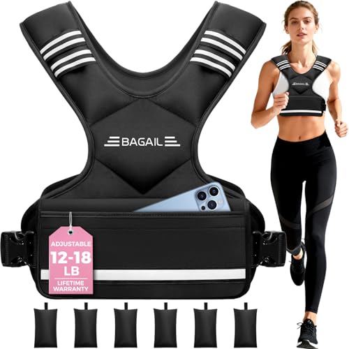 BAGAIL Verstellbare Gewichtsweste für Krafttraining, abnehmbare Eisensandsäcke, verstellbare Brustgröße, Fitnessweste für Männer und Frauen, ideal für