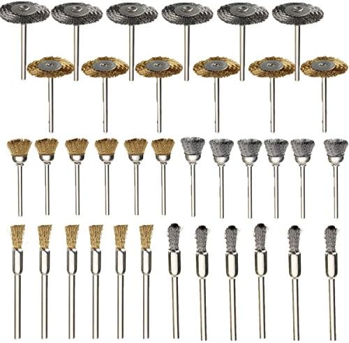 GORCHEN Brass Steel Wire Brush Polishing Wheels Full kit for Dremel Rotary Tools 36pcs