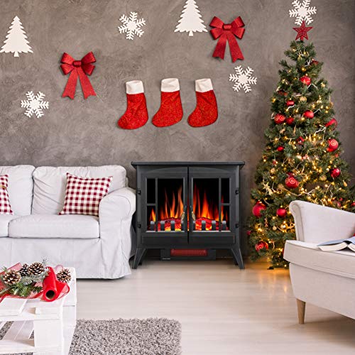 Joy Pebble 3D Infrared Electric Fireplace Stove with Realistic Flame Effect - 1000/1500W Freestanding Space Heater - 5215 (Black)