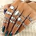 Zealmer Gudukt 12PCS Bohemian Retro Vintage Crystal Joint Knuckle Ring Sets Finger Rings
