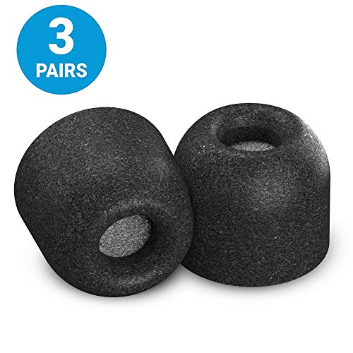 Comply Isolation Plus Tx-100 Memory Foam Earphone Tips with WaxGuard for Etymotic, Klipsch, Shure, Westone & More, Noise Cancelling Soft Replacement Earbud Tips, Secure Fit (Large, 3 Pairs)