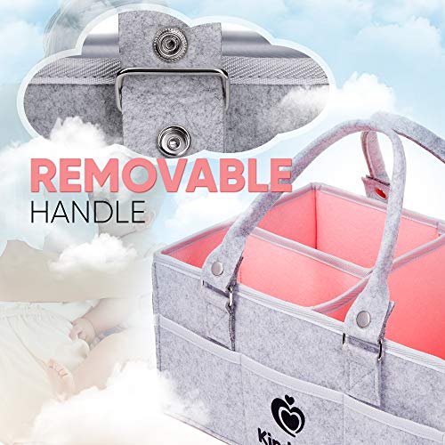 Baby Diaper Caddy Organizer Portable - Baby Basket for Girls and Boys, Unisex Diaper Bag, Baby Tote Nursery Diaper Storage Caddy with Sturdy Double Felt and Removable Handles - Thumbnail 3