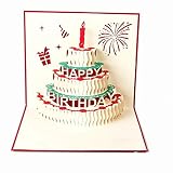 Handmade 3D Pop up Greeting Birthday Cake with Candle for Birthday Valentine Day Mother Day