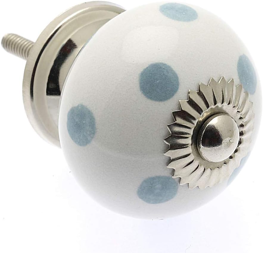 knoa Set of 8 Grey & White Ceramic Door Knobs Vintage Shabby Chic