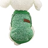 Mikey Store Pet Dog Clothes Soft Thickening Warm Stripe Polar Fleece Winter Clothes (Green, L)