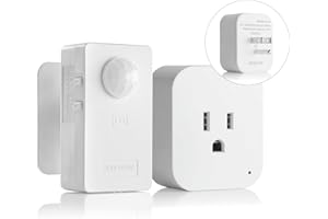 RAYZEEK Wireless Motion Sensor Plug Kits,No-Wire Mini PIR Sensor Switch Control Plug to Auto Turn On/Off Electrical Devices,10A/1100W for Christmas Lights,Fans,Household Appliances