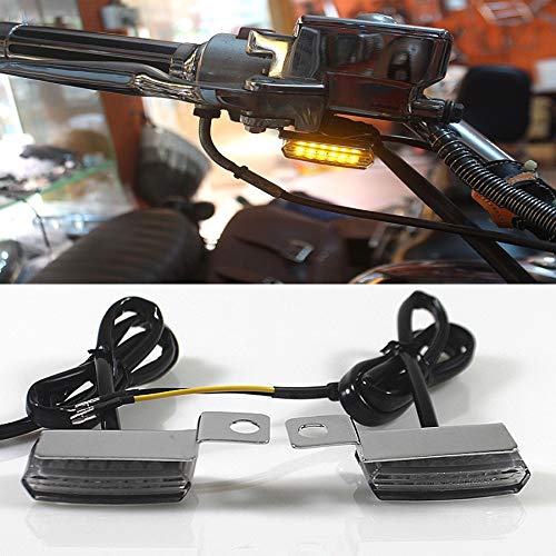 NO LOGO XJB-MOZX, 2PCS Universal Mini LED Motorcycle Brake Clutch Lever Lamp Chrome Turn Signal Light For Harley Davidson Cafe Racer Choppers