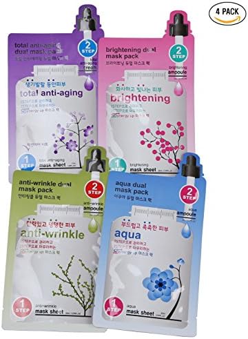 Fanipin Global | TOTAL ANTI-AGING 2-Step Mask & Ampoule Synergy Dual Mask Pack Set of 4 | TOTAL ANTI-AGING, BRIGHTENING, ANTI-WRINKLE, AQUA | K-BEAUTY Product