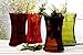 V-More Medium Glass Flower Vase in Tall Round Flared Shape, Multicolored (Orange, Red, Green, Brown), 8-inch Tall, For Home Decor, Wedding, Party, Celebration 【Set of 4 (1 for each color)】