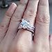 Newshe Jewellery Round Pink Cz 925 Sterling Silver Wedding Band Engagement Ring Sets Size 5-12
