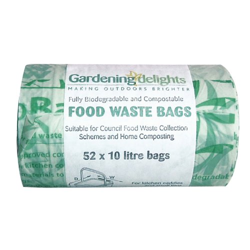 10 litre compostable food waste liners, 52 STRONG bags, Gardening