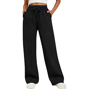 Womens High Waisted Sweatpants Athletic Drawstring Lounge Pants | Baggy Uncuffed High Rise Comfort Sweatpants Lightweight Cas