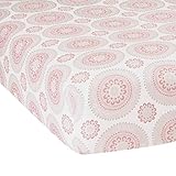 Lambs & Ivy Classic Medallion Fitted Crib Sheet, Pink/White