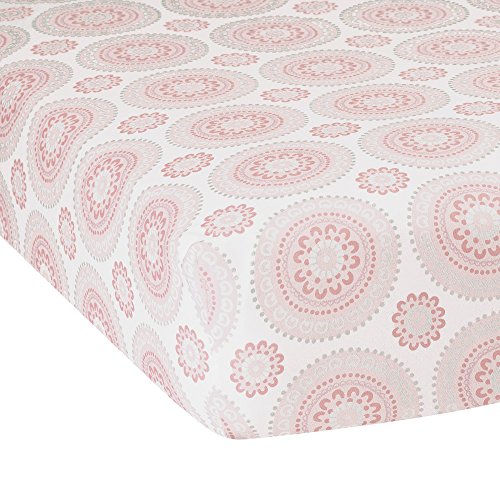Lambs & Ivy Classic Medallion Fitted Crib Sheet, Pink/White